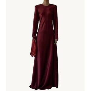 NEW HEIRLOME ruth satin long sleeve dress in burgundy